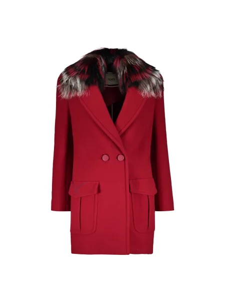 Futro Fendi wełniane czerwone