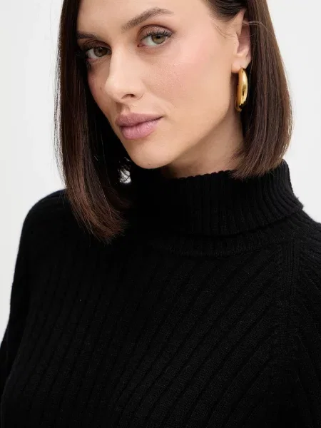 Вовняний светр Simona Corsellini легкий гольф чорний