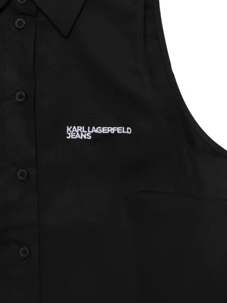 Top Karl Lagerfeld Jeans s autogramom s vezicama crna