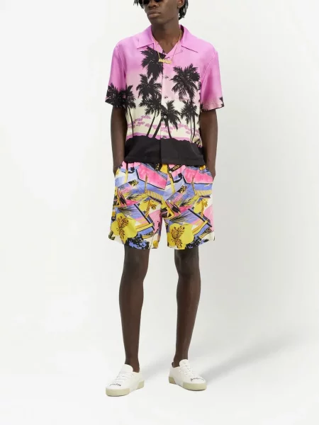 Gėlėtos raštuotos šortai Palm Angels rožinė