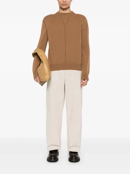 Sweter Jil Sander z okrągłym dekoltem brązowy