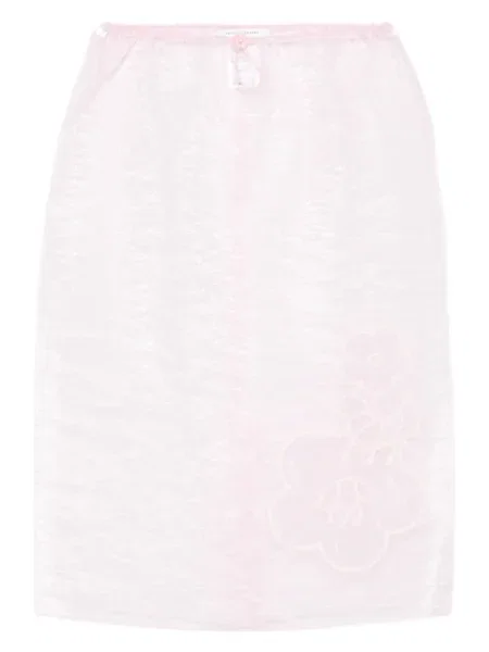 Fustă Cecilie Bahnsen cu broderie cu model floral roz