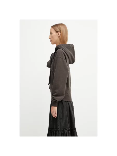 JW Anderson bluza Tied Bow z kapturem gładka brązowy