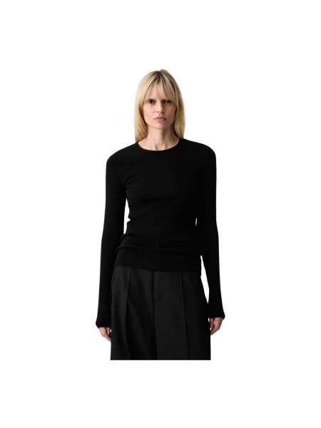 Sweter Mm6 Maison Margiela z długim rękawem ze sznurkiem czarny