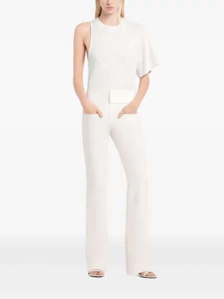 Tricou Courreges din jerseu alb