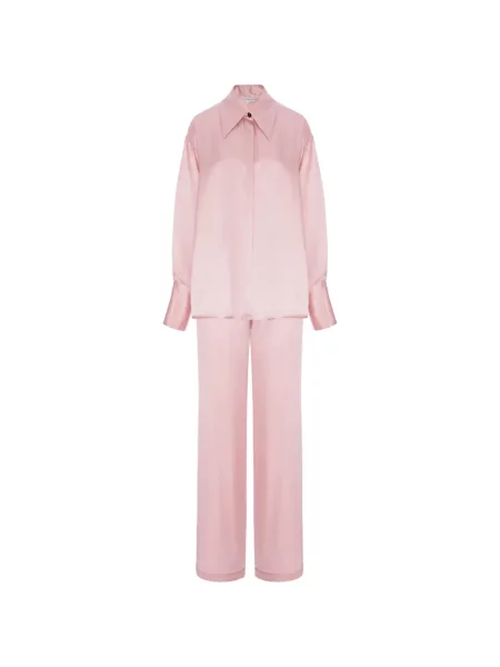 Pijamale Cuanna din satin roz
