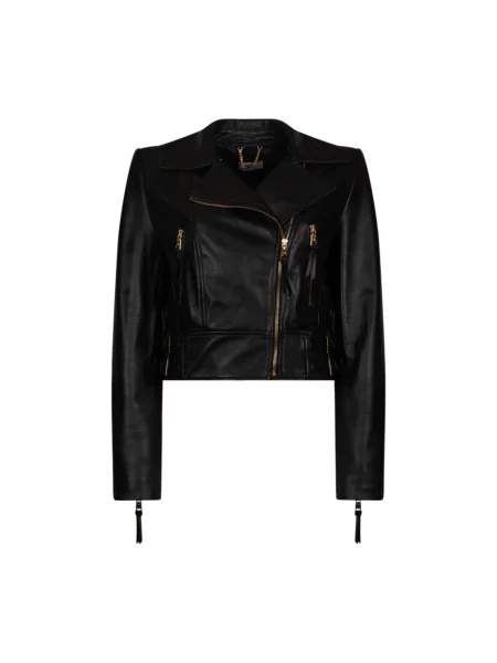 Kurtka skórzana Elisabetta Franchi czarna