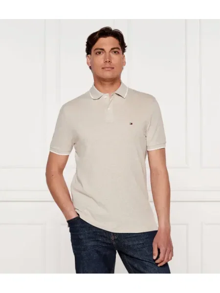 Tommy Hilfiger Tenisz póló | Regular Fit len hozzáadásával bézs
