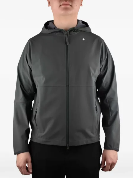 Geacă Stone Island cu glugă cu strasuri gri