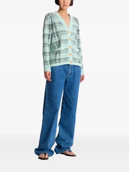 Cardigan Balmain din tweed verde