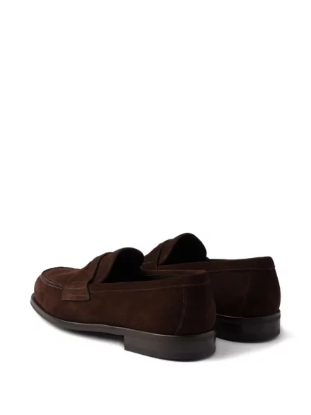 Pantofi loafer Prada din piele de căprioară maro