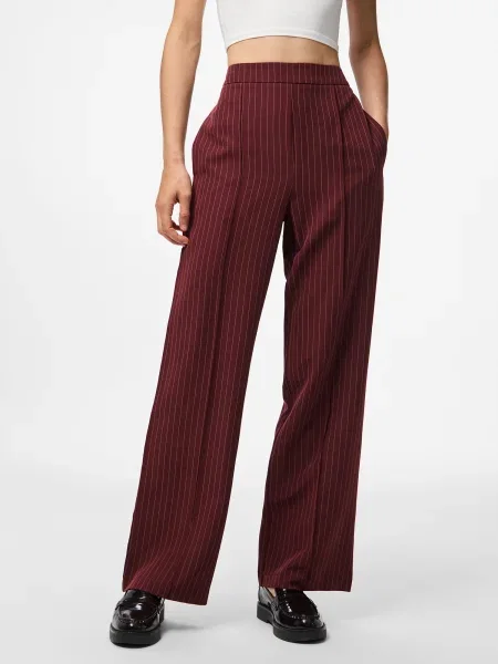 PIECES Pantaloni cutați PCBOSSY roșu carmin alb