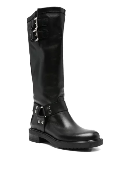 Botine Metisse din piele cu cataramă negru