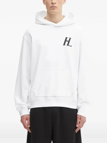 Hanorac cu glugă Helmut Lang cu imagine alb