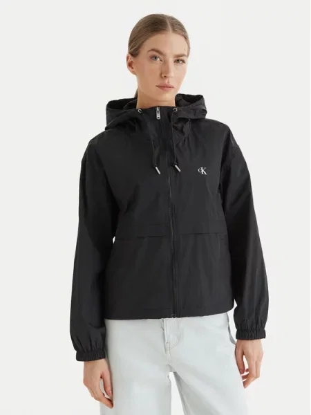 Τζιν μπουφάν Calvin Klein Jeans αντιανεμικό μαύρο