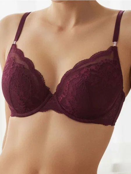 Мереживний бюстгальтер пуш-ап темно-фіолетовий фіолетовий