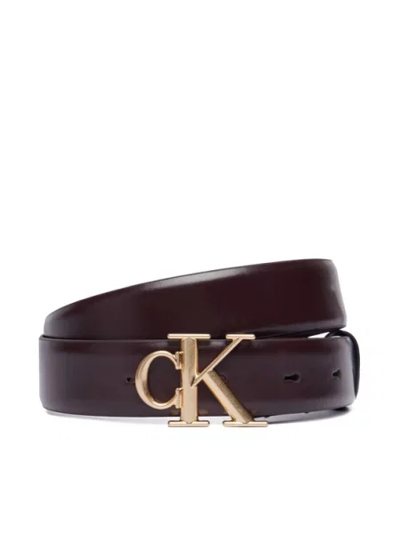Calvin Klein Curea de Damă Round Ck Buckle Belt Smooth Vișiniu