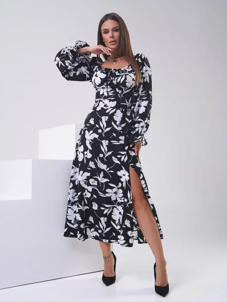 ISSA Plus Сукня міді Білий/чорний біла