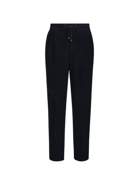 Pantaloni Brunello Cucinelli de catifea cord cu cordon albastru