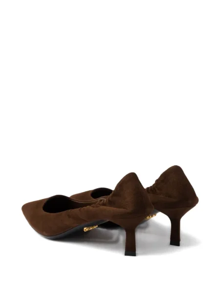 Pantofi cu toc Prada din piele de căprioară maro