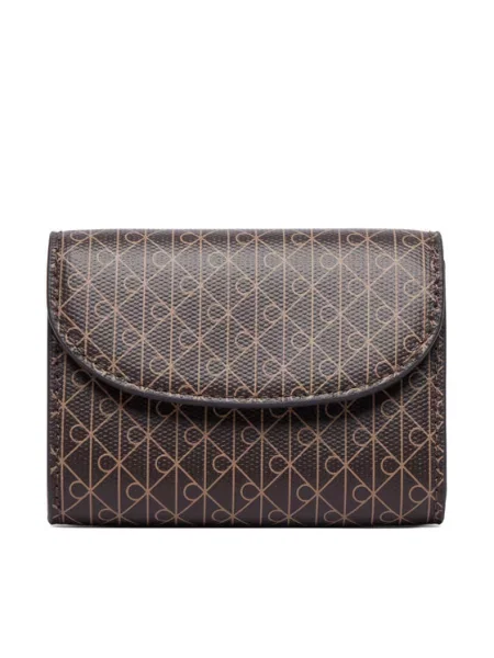 Calvin Klein Портфейл Emblem Aop Flap Coin Wallet кафяв