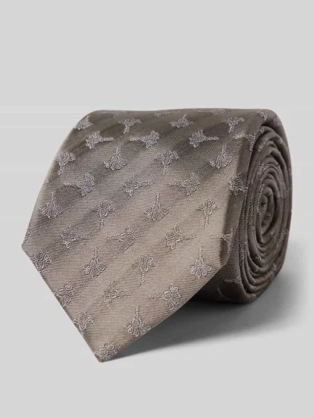 Krawat z jedwabiu we wzór na całej powierzchni Joop! Collection beżowy