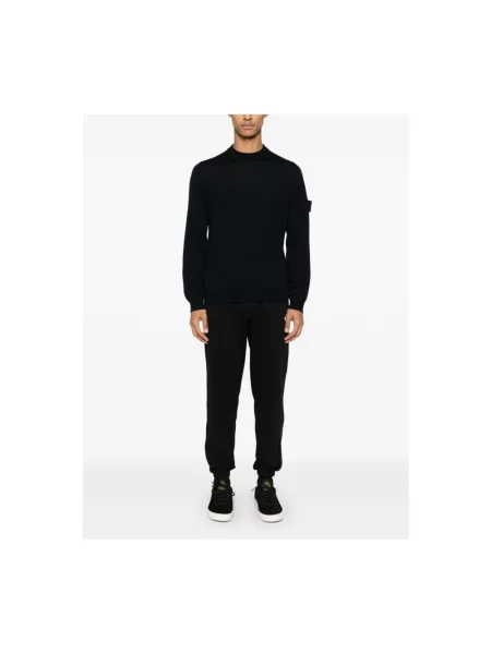 Sweter Stone Island wełniany z kamieniami niebieski