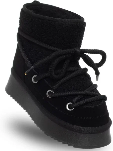 Botine Solo Soprani Couture din piele negru