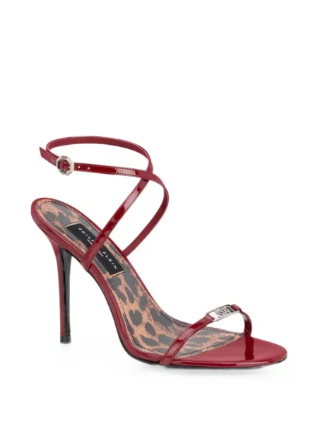 Pantofi cu toc Philipp Plein din piele cu toc înalt de lac roșu