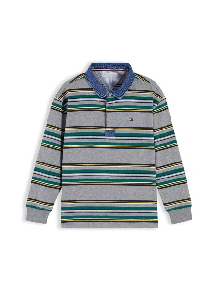 TOMMY HILFIGER Tricou albastru închis / gri amestecat / verde jad alb