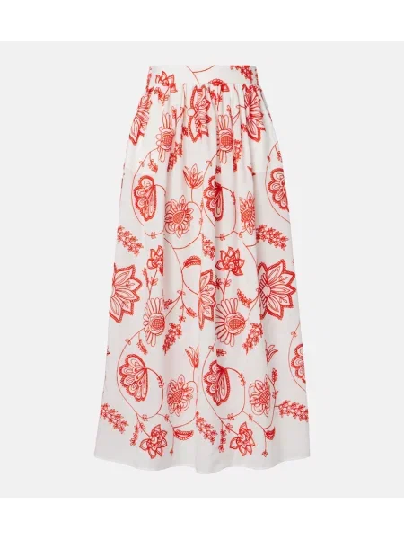 Fustă midi Eres cu broderie portocaliu