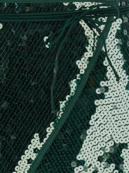 Fusta mini Oseree cu paiete cu legături mini verde