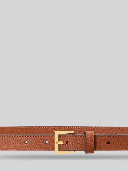 Pasek z naturalnej skóry z detalem z logo Lauren Ralph Lauren