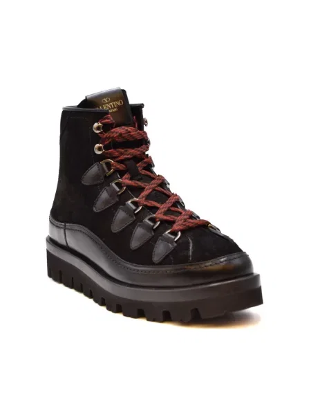 Lniane buty do kostki Valentino Garavani czarne