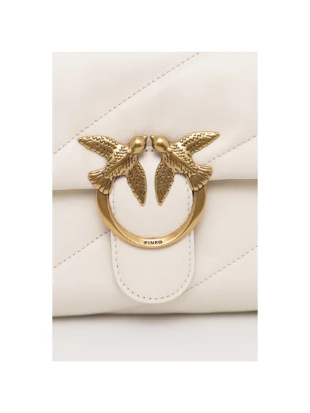 Torebka crossbody Pinko klasyczna z owczej skóry biała