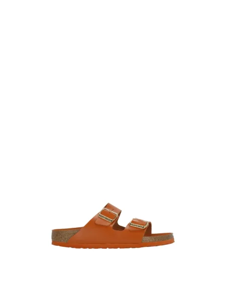 Klapki Birkenstock skórzane pomarańczowe