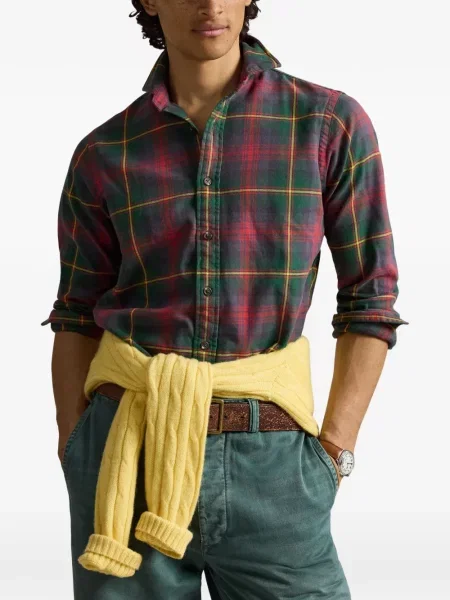 Șosete Polo Ralph Lauren cu broderie în carouri de flanelă verde