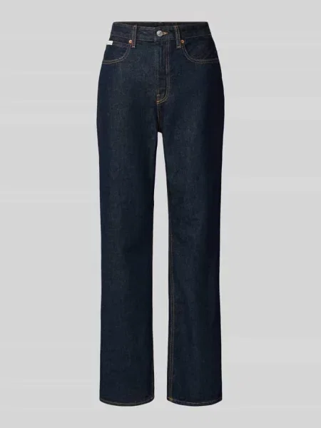 Jeansy o kroju straight fit z detalem z logo Calvin Klein Jeans niebieskie