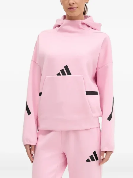 Trening Adidas alergare cu glugă cu broderie gri