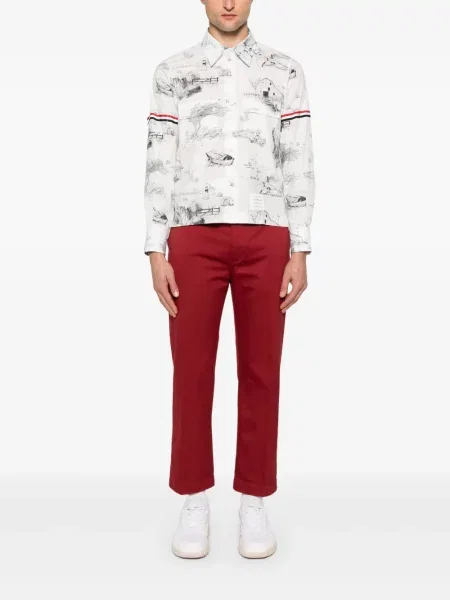 Cămașă Thom Browne cu imagine alb