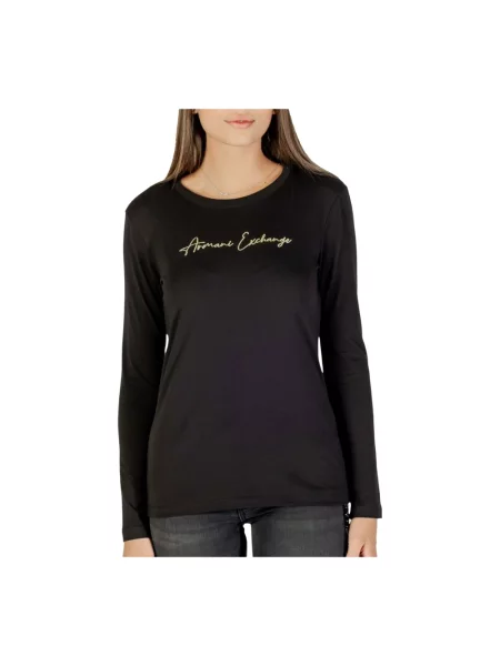 Bluzka z długim rękawem Armani Exchange czarna