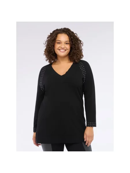 Sweter Fiorella Rubino z ćwiekami czarny