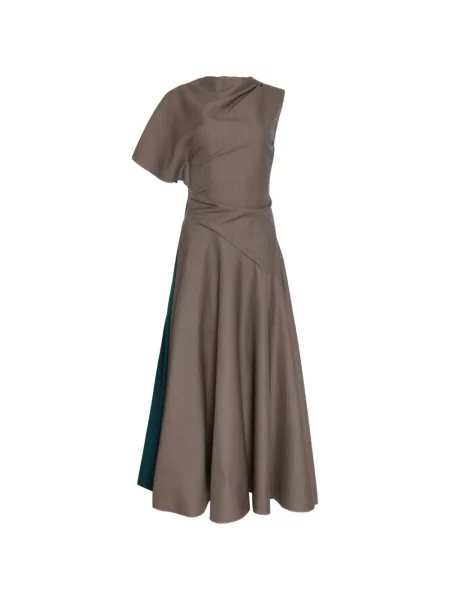 Rochie midi Roksanda asimetrică maro