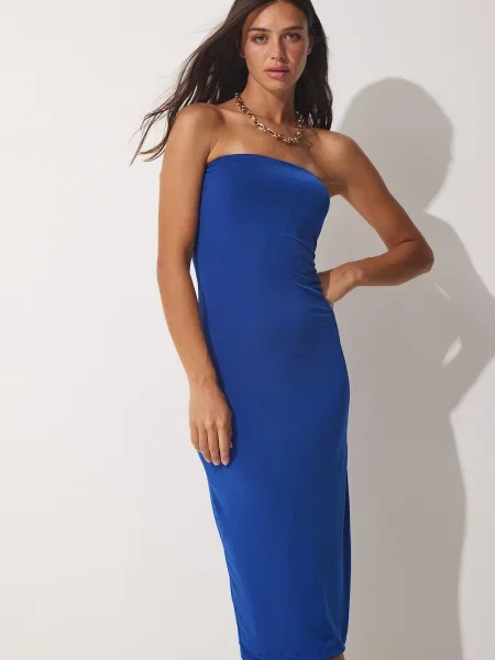 Rochie Happiness İstanbul fără bretele albastru
