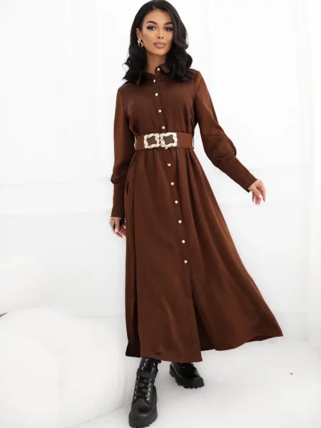 Haljina košulja Italy Moda smeđa