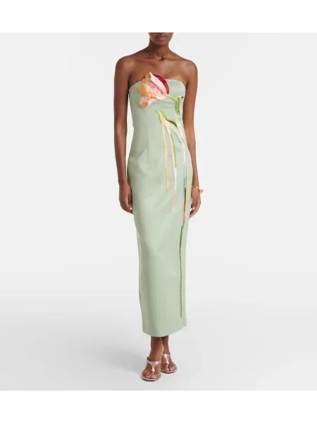 Rochie Leo Lin cu model floral verde