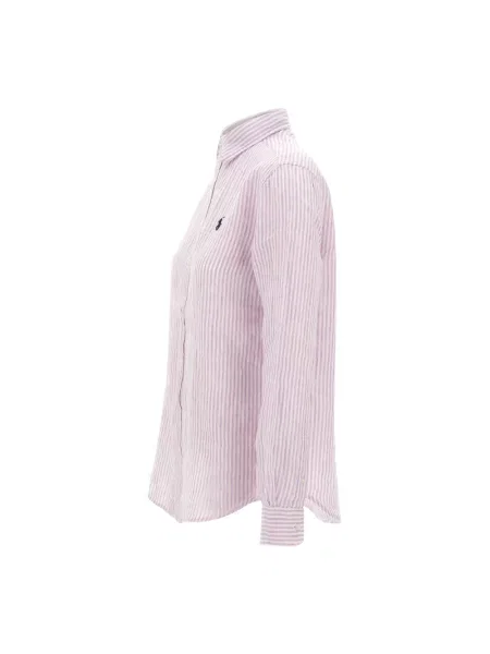 Lniana koszula Polo Ralph Lauren fioletowa