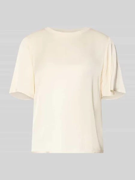 T-shirt z mieszanki z okrągłym dekoltem Comma biała