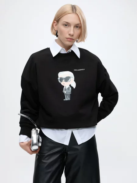 Karl Lagerfeld Mikina Ikon Aquarelle telová biela čierna