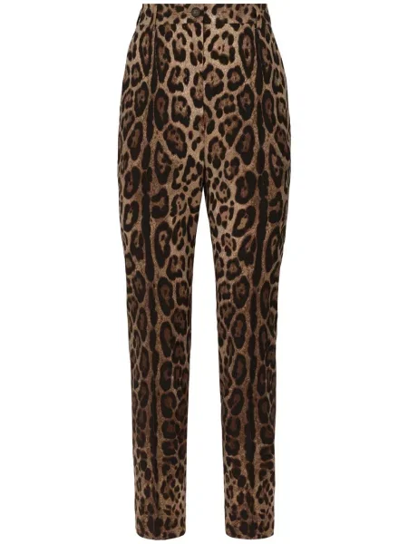Pantaloni Dolce & Gabbana cu imagine cu model leopard maro